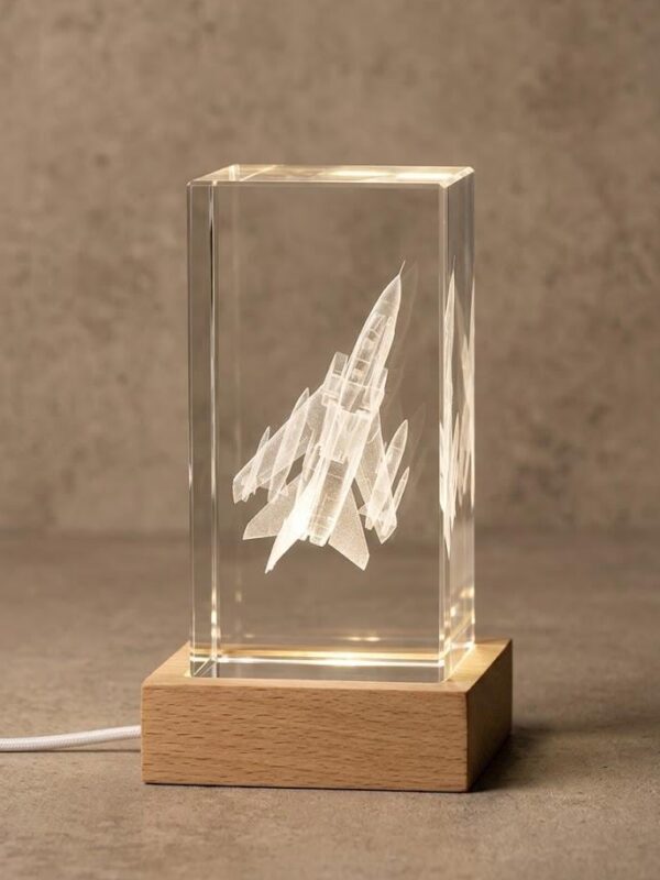 Panavia Tornado 3D laser-engraved K9 crystal with LED light base